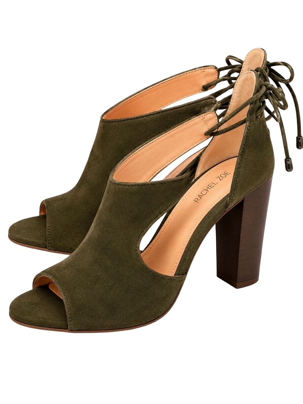 Rachel Zoe Womens Green Suede & Leather Peep-Toe High Heels Size 8 NWOB